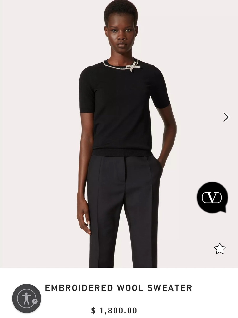 Valentino Black Embroidered Wool Sweater
